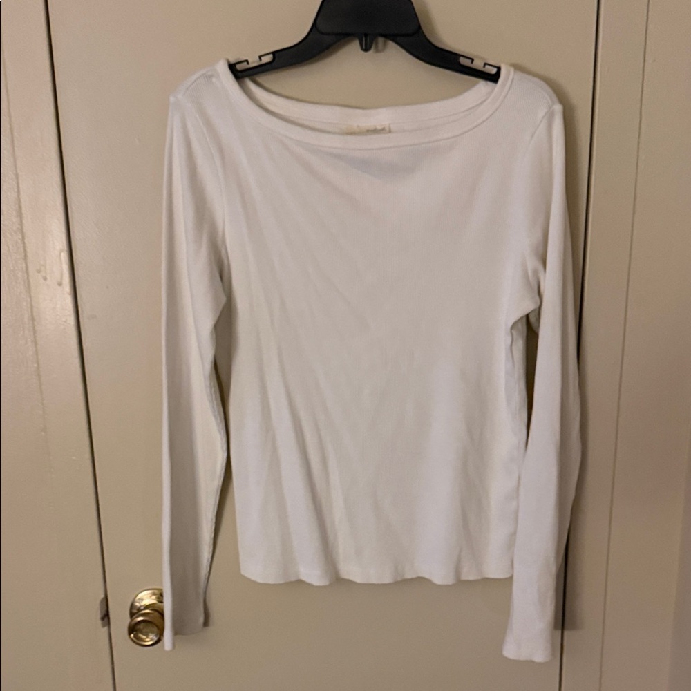 Universal Thread White Long-Sleeve Boatneck Top